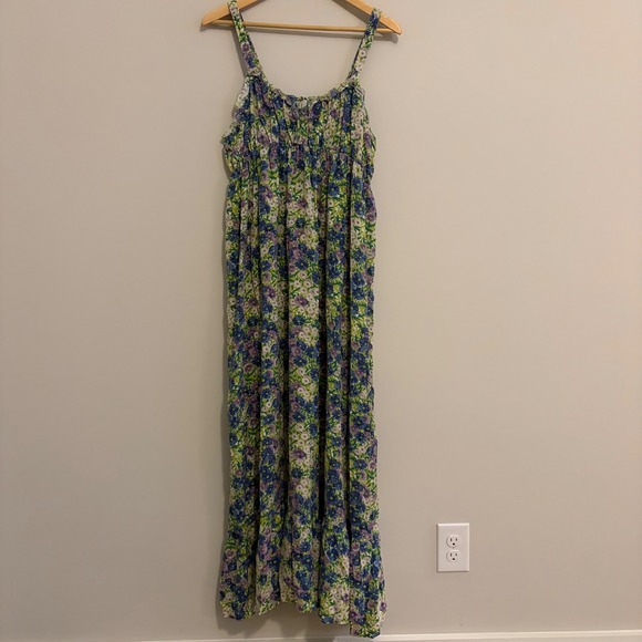 NATURAL LIFE Dresses & Skirts - Natural Life Womens XL Floral Daisy Maxi Dress Boho Blue Purple Rayon Sundress